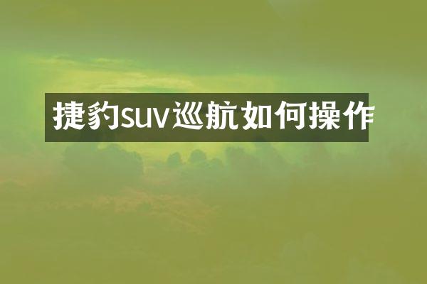 捷豹suv巡航如何操作