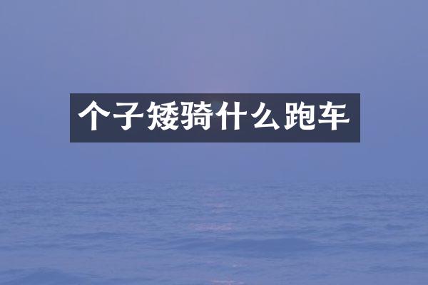 个子矮骑什么跑车
