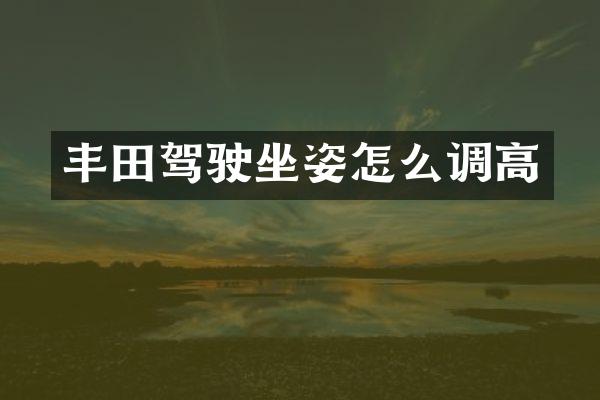 丰田驾驶坐姿怎么调高