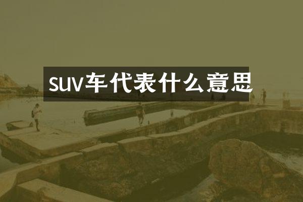 suv车代表什么意思