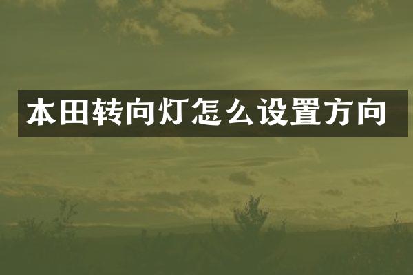 本田转向灯怎么设置方向
