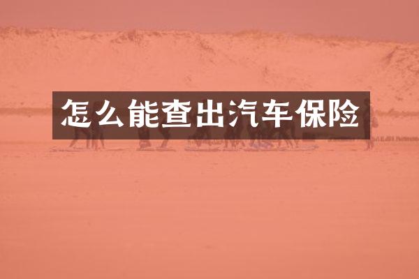 怎么能查出汽车保险
