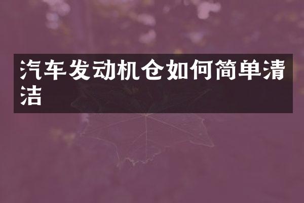 汽车发动机仓如何简单清洁