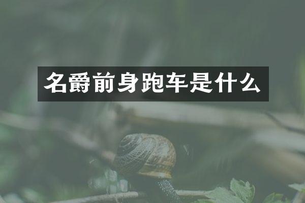 名爵前身跑车是什么