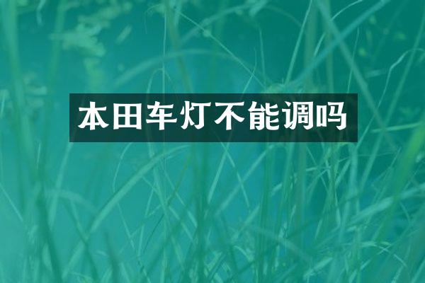 本田车灯不能调吗