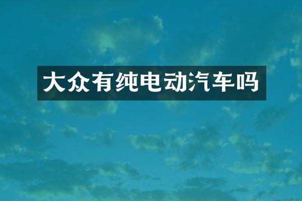 大众有纯电动汽车吗