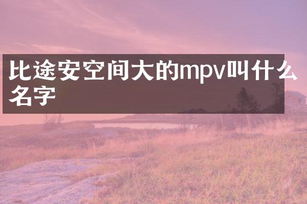 比途安空间大的mpv叫什么名字
