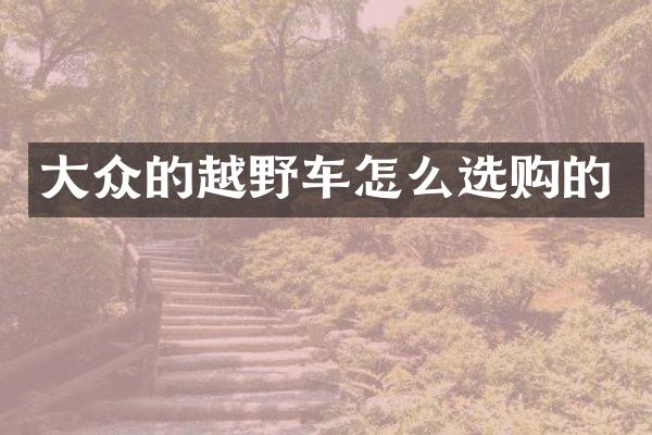大众的越野车怎么选购的
