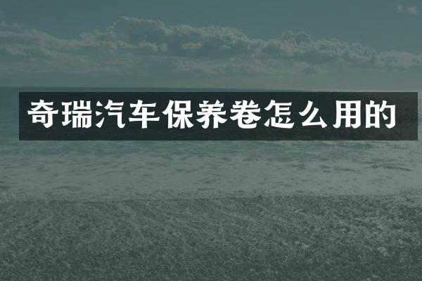 奇瑞汽车保养卷怎么用的