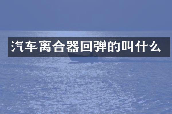 汽车离合器回弹的叫什么