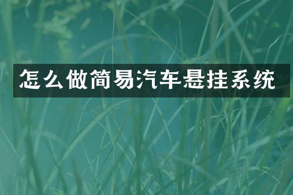 怎么做简易汽车悬挂系统