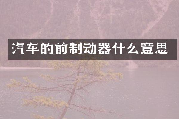 汽车的前制动器什么意思