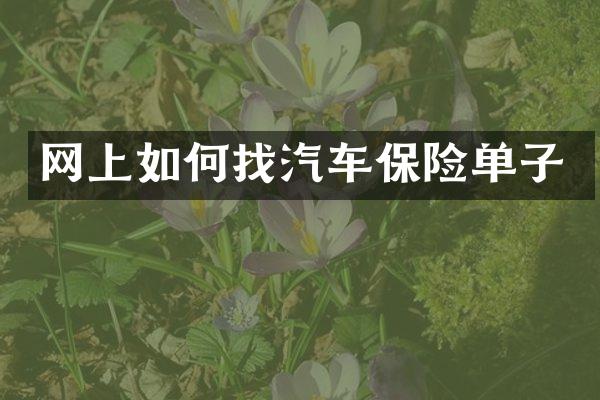 网上如何找汽车保险单子