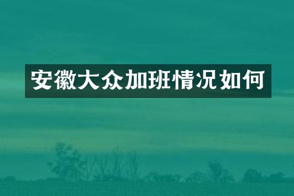 安徽大众加班情况如何