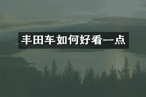 丰田车如何好看一点
