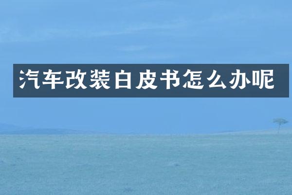 汽车改装白皮书怎么办呢