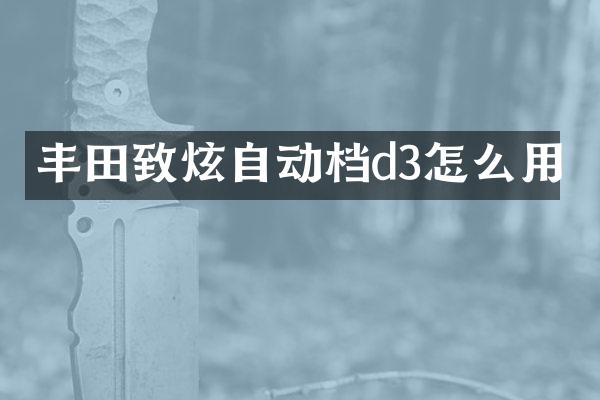 丰田致炫自动档d3怎么用