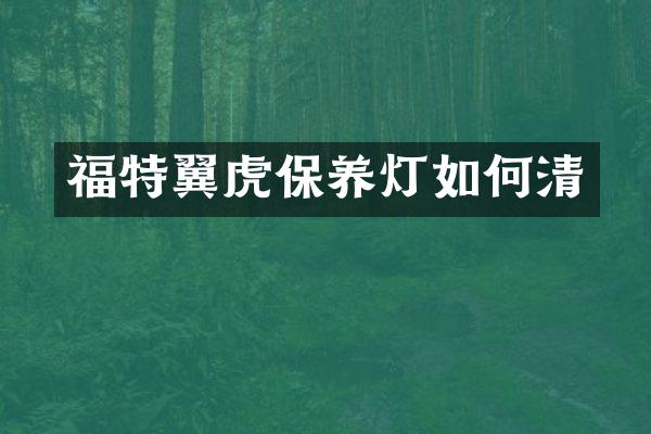 福特翼虎保养灯如何清