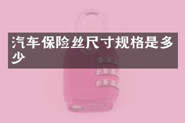 汽车保险丝尺寸规格是多少