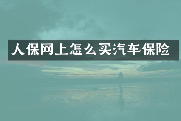 人保网上怎么买汽车保险