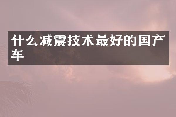 什么减震技术最好的国产车