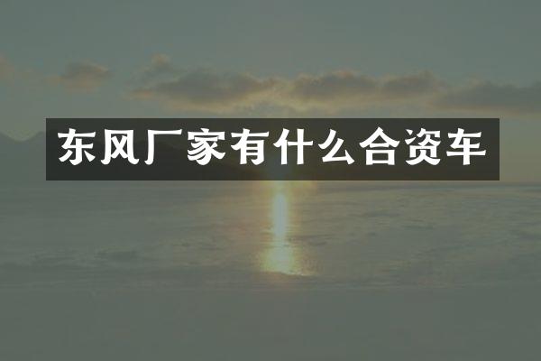 东风厂家有什么合资车