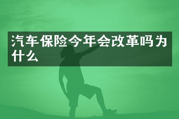 汽车保险今年会改革吗为什么