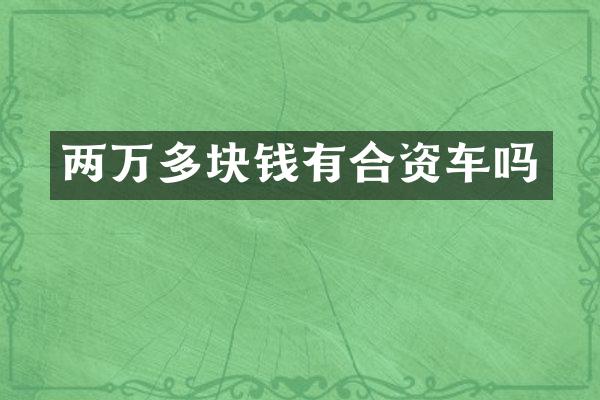 两万多块钱有合资车吗