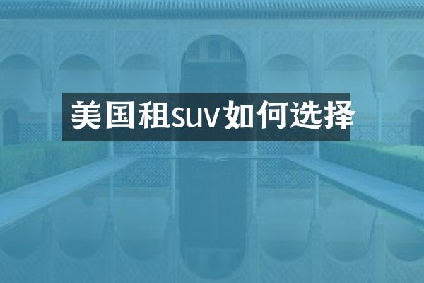 美国租suv如何选择