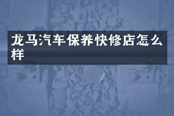 龙马汽车保养快修店怎么样