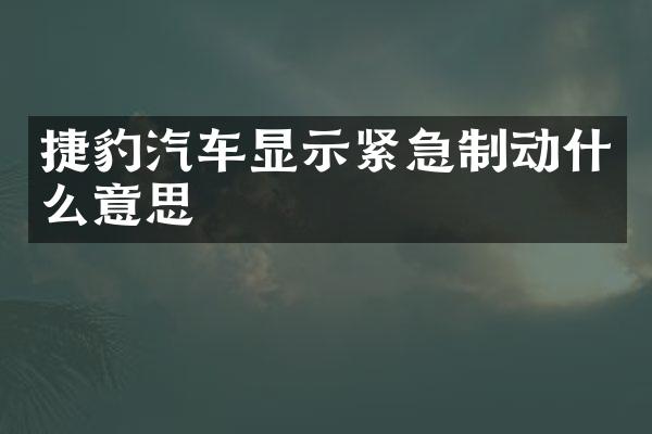 捷豹汽车显示紧急制动什么意思