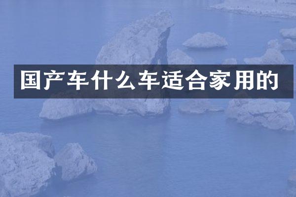国产车什么车适合家用的
