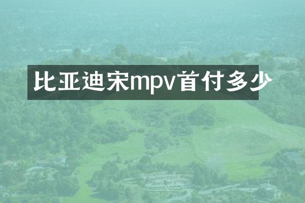 比亚迪宋mpv首付多少