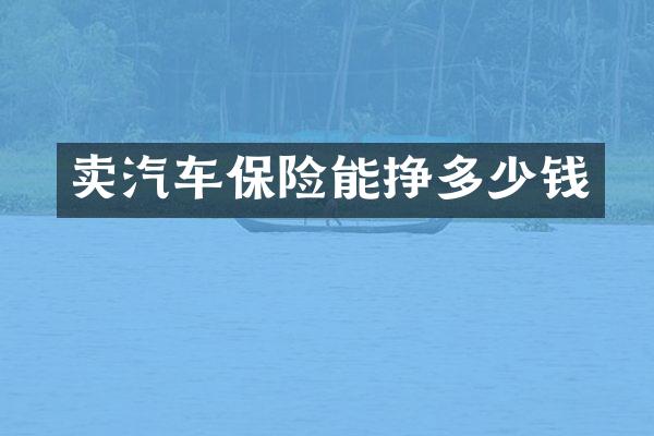 卖汽车保险能挣多少钱