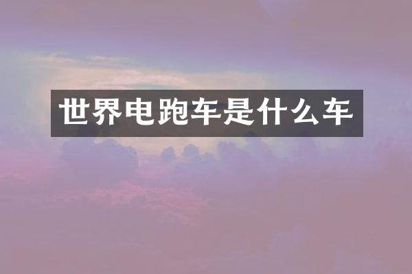 世界电跑车是什么车