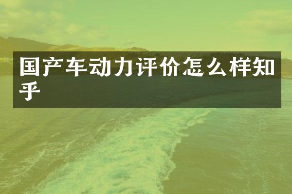 国产车动力评价怎么样知乎