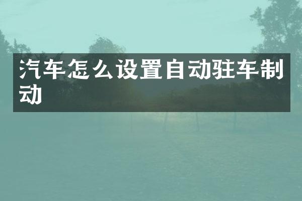 汽车怎么设置自动驻车制动