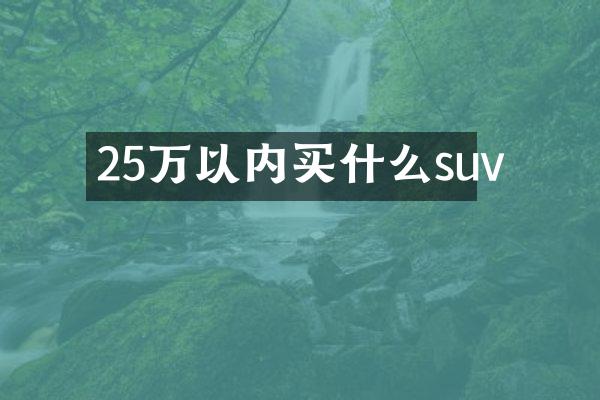 25万以内买什么suv