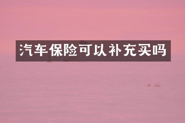 汽车保险可以补充买吗