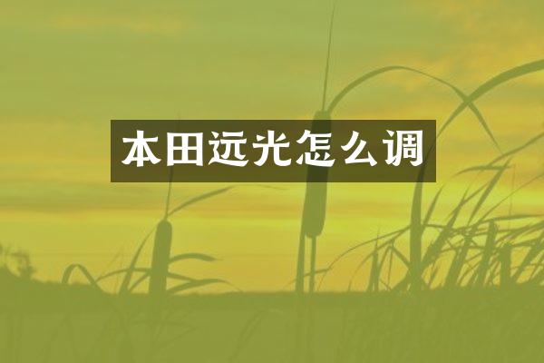 本田远光怎么调