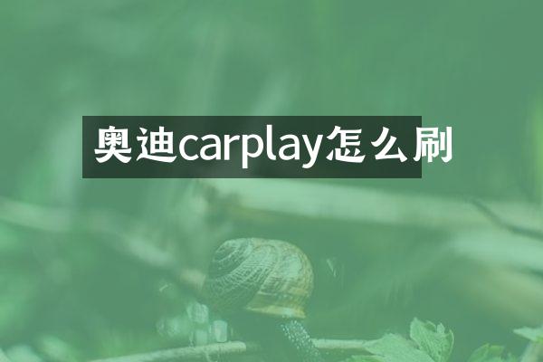 奥迪carplay怎么刷