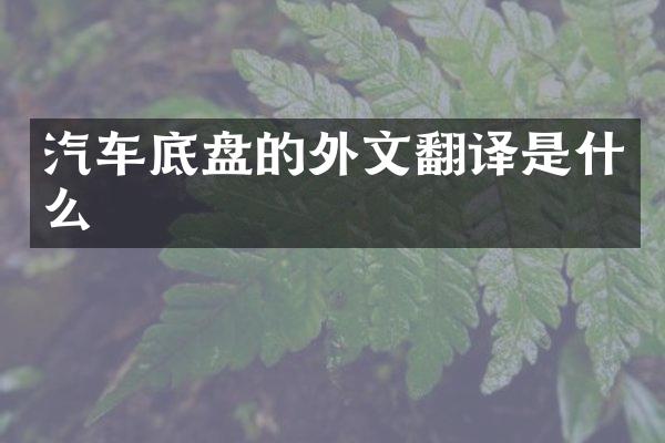 汽车底盘的外文翻译是什么