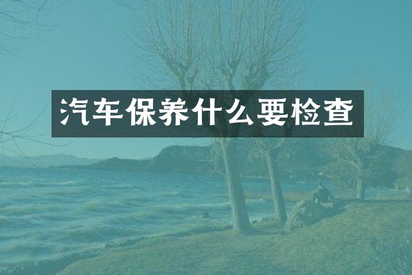 汽车保养什么要检查
