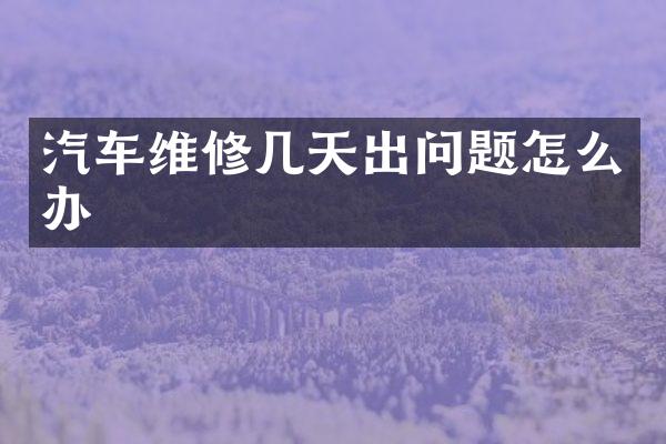 汽车维修几天出问题怎么办