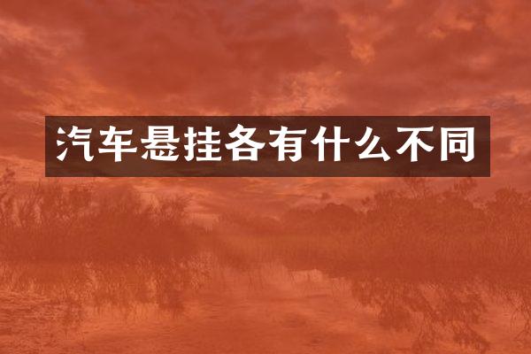 汽车悬挂各有什么不同
