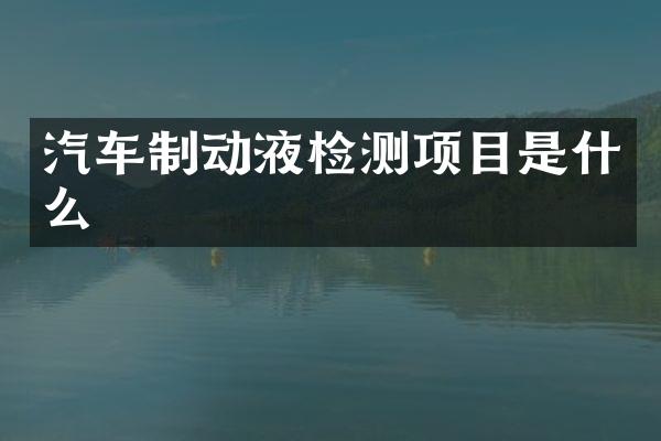 汽车制动液检测项目是什么