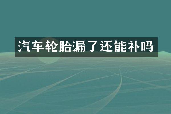 汽车轮胎漏了还能补吗