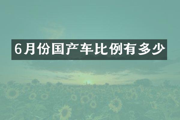 6月份国产车比例有多少