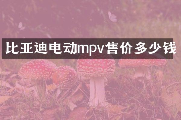 比亚迪电动mpv售价多少钱